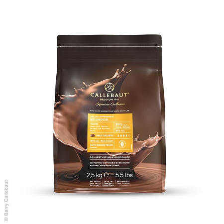 Ciocolata neagra - Origine Arriba, acoperire cu lapte integral, callets, 39% cacao, 25,5% lapte, 2,5 kg