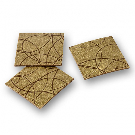 Ornament decorativ patrat cu linii aurii si negre, Deco Bling, dimensiuni35x35mm, 864 g, 288 bucati [0]