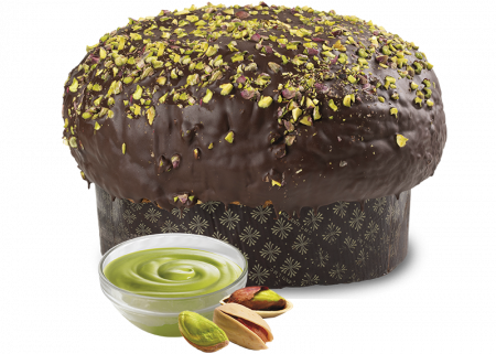 Panettone cu Fistic, crema siciliana de fistic, acoperit cu ciocolata neagra si fistic tocat, 1 Kg [1]