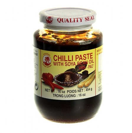 Condimente asiatice, arome - Pasta de chili, Nam Prik Pao, cu ulei de soia, Cock Brand, 454 g