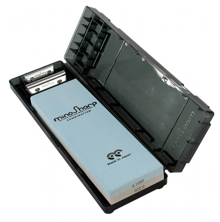 Piatra de ascutit Mino Sharp (apa) 220/1000, cu suport din plastic, Nr. 471, 1 buc [0]