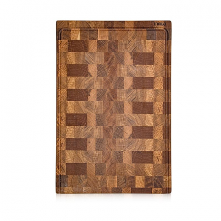 Placa de taiere din stejar, L, cu canelura pentru suc, 48x22x3cm, lemn de stejar, Maigo [0]
