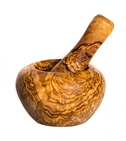 Accesorii - Mojar din lemn de maslin, rustic -11cm