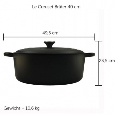 Oala Le Creuset Signature 40 cm oval negru 13,9 L [2]