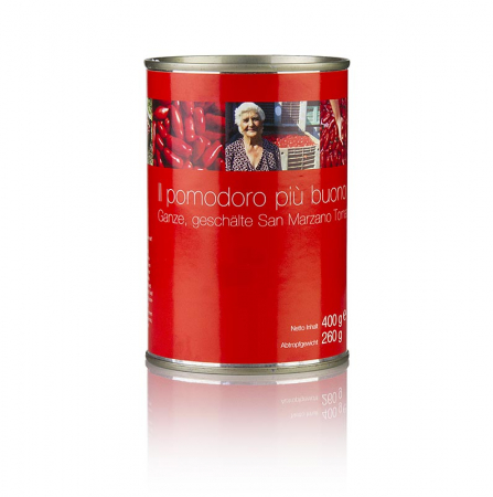 Conserve - Rosii San Marzano, intregi, rosii, decojite, Campania, Italia, 400 g