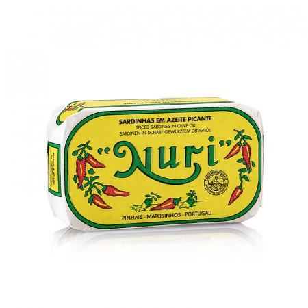 Conserve - Sardine, intregi, in ulei de masline, condimentate, 3-5 bucati, Nuri, Portugalia, 125 g