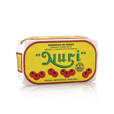 Conserve - Sardine, intregi, in ulei de masline si sos de rosii, 3-5 bucati, Nuri, Portugalia, 125 g