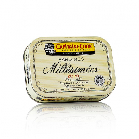 Conserve - Sardine, intregi, in ulei de masline, vintage 2021, Captaine Cook, Franta, 115 g