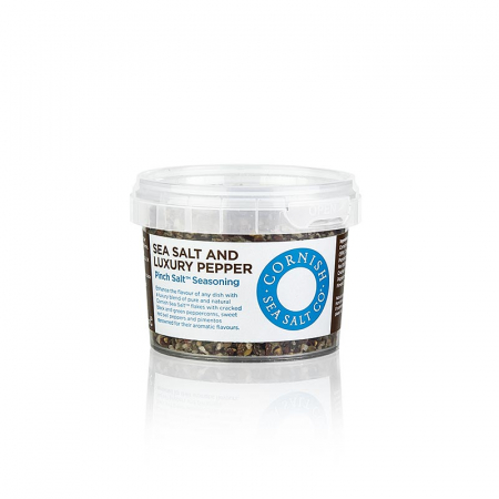 Sare de mare din Marea Nordului - Sare de mare Cornish Sea, fulgi de sare de mare cu piper, Cornwall / Anglia, 60 g