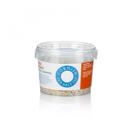 Sare de mare din Marea Nordului - Sare de mare Cornish Sea, fulgi de sare de mare cu usturoi prajit, Cornwall / Anglia, 55 g