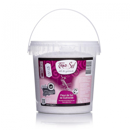 Sare de mare din Franta / Italia / Spania / Cipru / Africa - Sare de mare Fleur de Sel, Guerande / Franta, IGP, TradySel, 1 kg