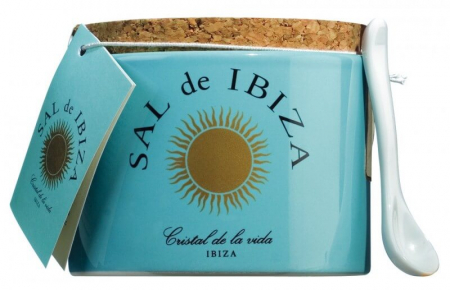 Sare de mare din Marea Nordului - Fleur de Sel, sare de Ibiza, alba, borcan ceramic - 150gr