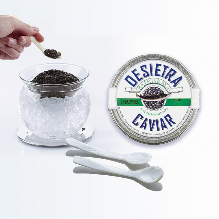 Set de caviar - Caviar Baeriskaya și bol de caviar de sticlă și 2 linguri, 125g [0]