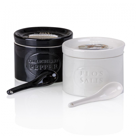 Set de ceramica, vas de sare, Flos Salis 100g + vas de piper, Tellicherry 70g + lingura, 1 buc [2]