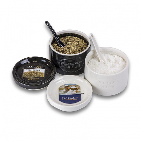 Set de ceramica, vas de sare, Flos Salis 100g + vas de piper, Tellicherry 70g + lingura, 1 buc [0]