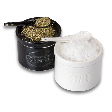 Set de ceramica, vas de sare, Flos Salis 100g + vas de piper, Tellicherry 70g + lingura, 1 buc [1]