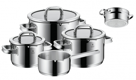 Seturi de oale si tigai - Set de tigaie din 4 piese WMF Functia 4 Negru + insertie pentru abur