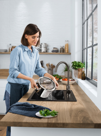 Set de tigaie din 4 piese WMF Functia 4 Negru + insertie pentru abur [1]