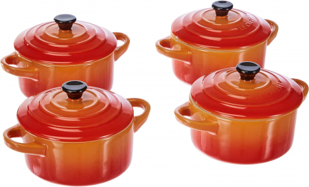 Ustensile de Bucatarie - Set mini caserole Le Creuset Signature, Volcanic - Ø 10 cm x 4 buc/ 250 ml