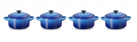 Ustensile de Bucatarie - Set mini caserole Le Creuset Signature, Azure - Ø 10 cm x 4 buc / 250 ml