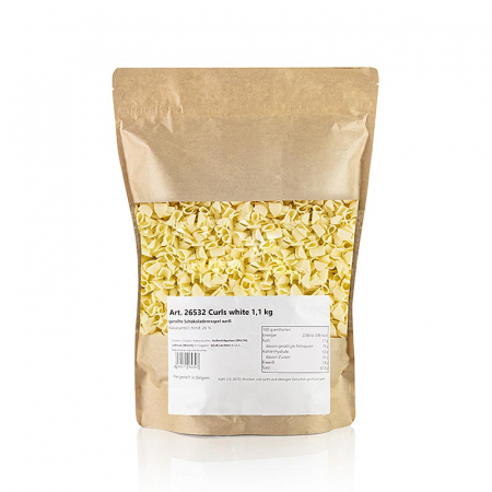 Decoruri din ciocolata - Sortiment pentru decor de ciocolata alba, (Curls Dark), 1,1 kg