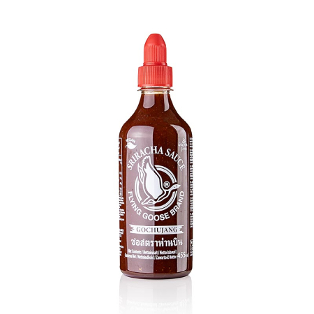 Bacanie - Sos de chili Sriracha, cu aroma de Gochujang, picant, Flying Goose, 455 ml