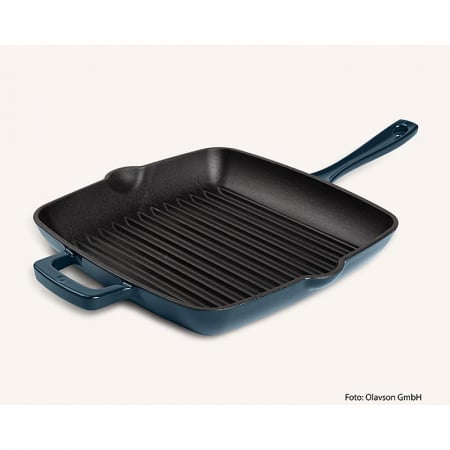 Ustensile de Bucatarie - Tigaie grill bleumarin, fonta emailata, 24cm, pentru toate tipurile de aragaz
