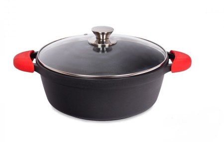 Ustensile de Bucatarie - Tigaie inalta Valira cu capac Aire Black ⌀ 24 cm