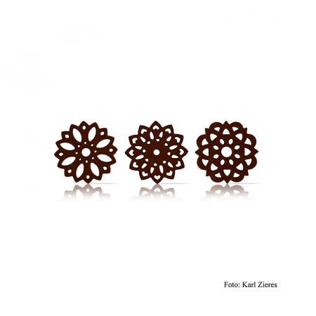 Decoruri din ciocolata - Decor de ciocolata „Flower dark”, Dobla, 219 g, 216 buc