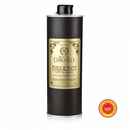 Bacanie - Ulei de masline extravirgin, Fruité Noir, usor dulce, Baux de Provence, DOP, Moulin Cornille, 1 l