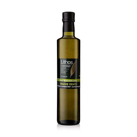 Ulei de masline - Ulei de masline extravirgin, recoltare timpurie, tulbure natural, Lithos, Peloponez, 500 ml