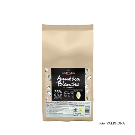 Ciocolata speciala - Valrhona AMATIKA, acoperire alba VEGAN, 35% cacao, 3 kg