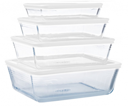 Promotia saptamanii - Set vase de cuptor Pyrex, 4 bucati, cu capac Cook & Freeze