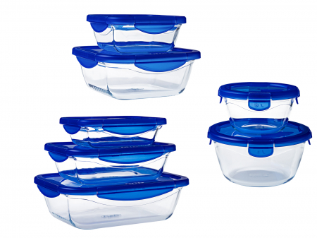 Ustensile de Bucatarie - Vasa de cuptor Pyrex, 7 bucati, cu capac Cook & Go