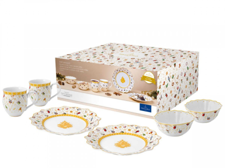 Ustensile de Bucatarie - Set mic dejun cani/boluri/farfuri - 2 persoane