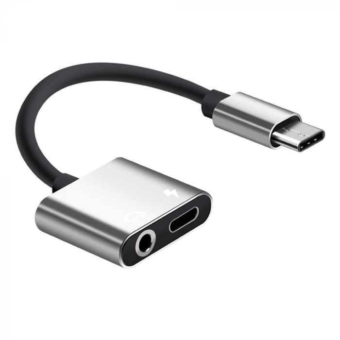 Adaptor Star de la USB Tip-C tata la USB Tip-C mama + Jack mama 3.5mm [1]