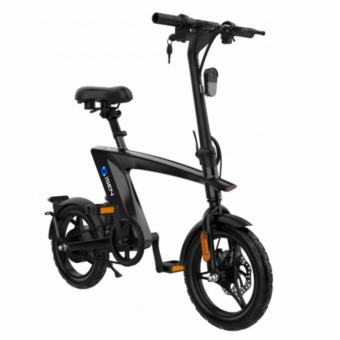 Bicicleta electrica iSEN H1 Flying Fish Negru, 250W, 22NM, Rulare full electric sau asistata, 25km/h, IPX4, Baterie detasabila 10Ah [1]