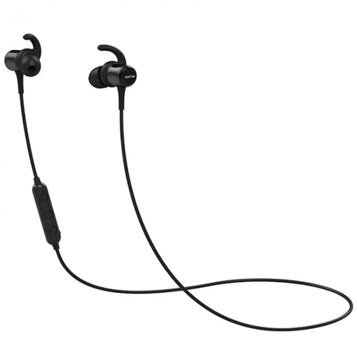Casti bluetooth in-ear QCY M1c cu guler, 32Ω, Microfon, Control pe fir, Magnetice, Bluetooth v5.0, 90mAh, Negru [1]