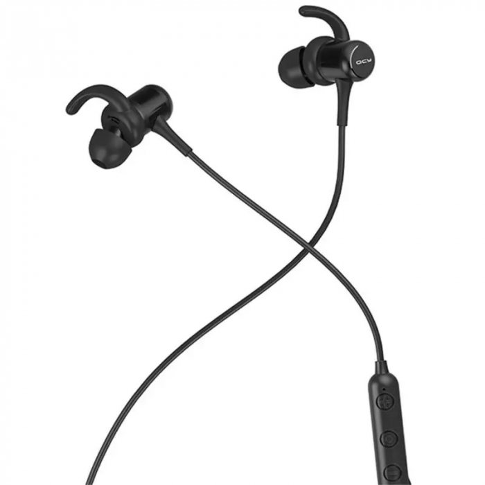 Casti bluetooth in-ear QCY M1c cu guler, 32Ω, Microfon, Control pe fir, Magnetice, Bluetooth v5.0, 90mAh, Negru [5]