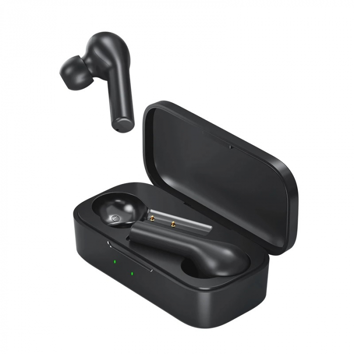Casti wireless HiFi semi-in-ear QCY T5 Pro TWS cu cutie de incarcare si transport de 600mAh, Incarcare wireless, Game mode, IPX5, Negru [2]