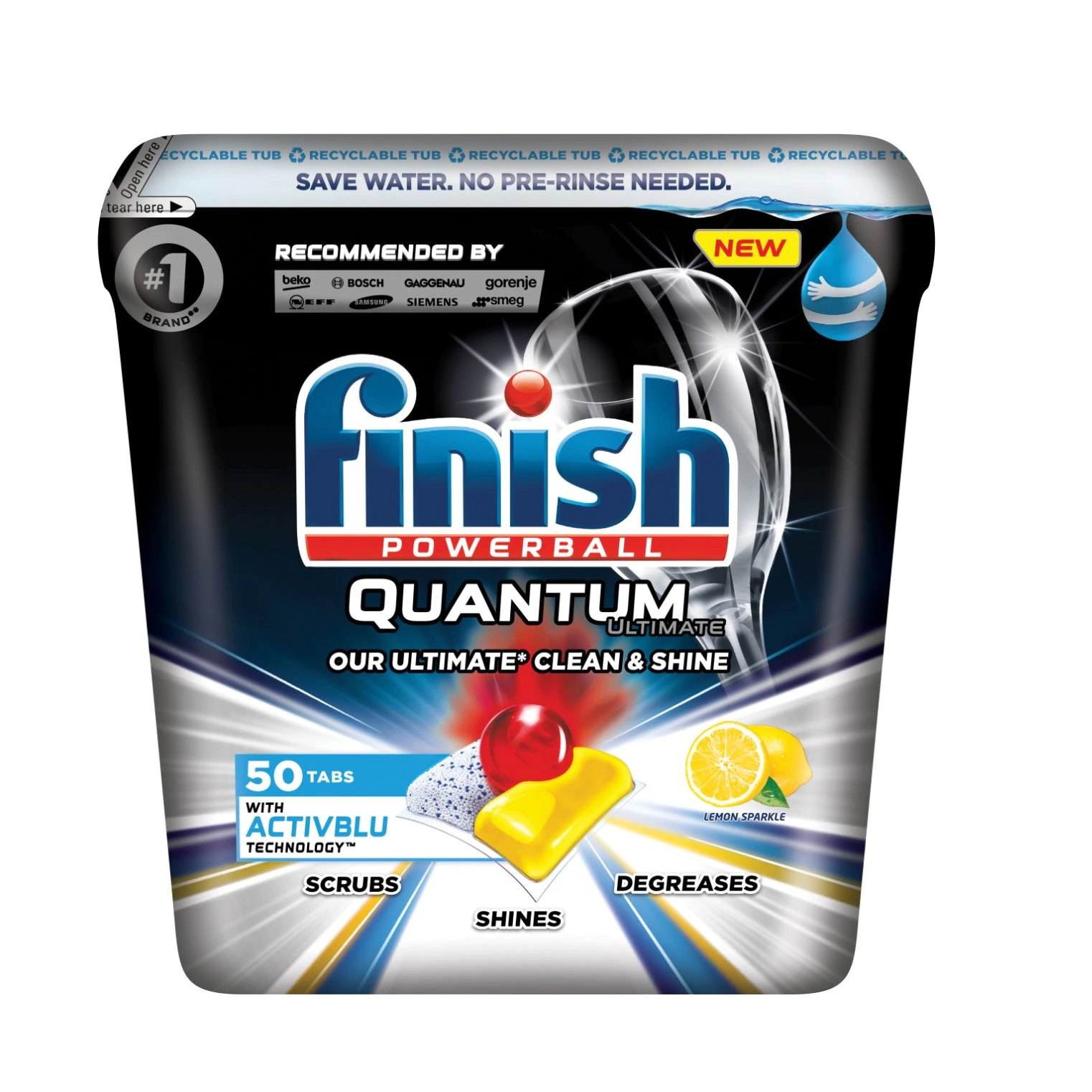 Detergent pentru masina de spalat vase Finish Quantum Ultimate Activblu Lemon Capsule, 50 spalari [1]