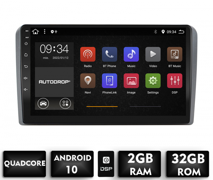 NAVIGATIE AUDI A3/ S3/ RS3, Android 10, QUADCORE / 2GB RAM + 32GB ROM, 9 Inch - AD-BGEAUDIA39E [1]