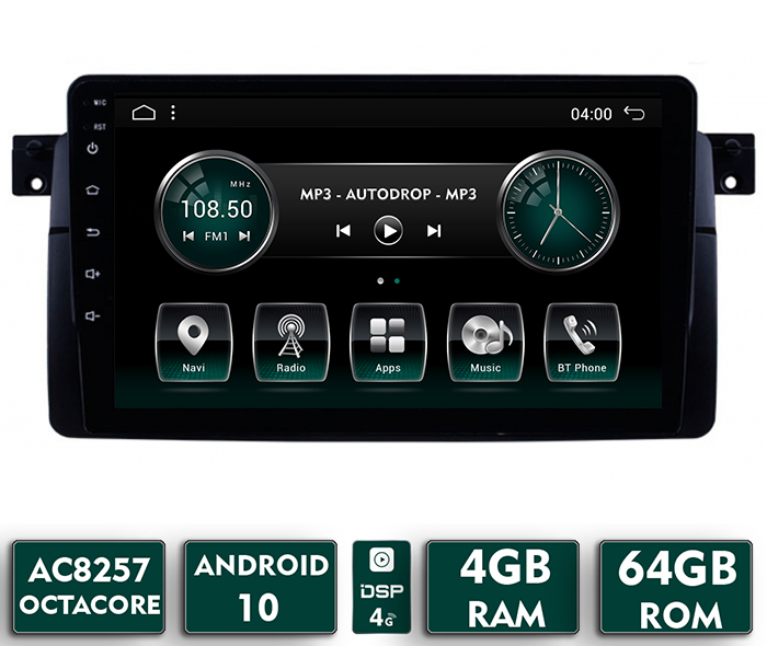 NAVIGATIE BMW E46, Android 10, OCTACORE|AC8257| / 4GB RAM + 64GB ROM, 9 Inch - AD-BGABMWE469AC [1]