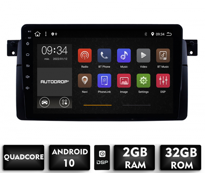 NAVIGATIE BMW E46, Android 10, QUADCORE / 2GB RAM + 32GB ROM, 9 Inch - AD-BGEBMWE469E [1]