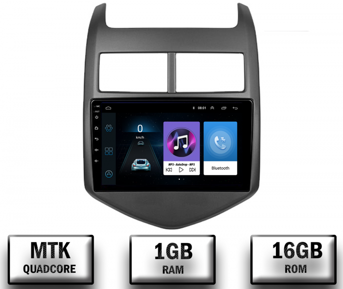 Navigatie Chevrolet Aveo 2 (2010-2015), Android 9.1, QUADCORE|MTK| / 1GB RAM + 16GB ROM, 9 Inch - AD-BGPAVEO2MTK [1]