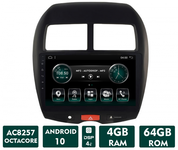 Navigatie Mitsubishi ASX (2010-2018), Android 10, OCTACORE|AC8257| / 4GB RAM + 64GB ROM, 9 Inch - AD-BGAASX9AC [1]