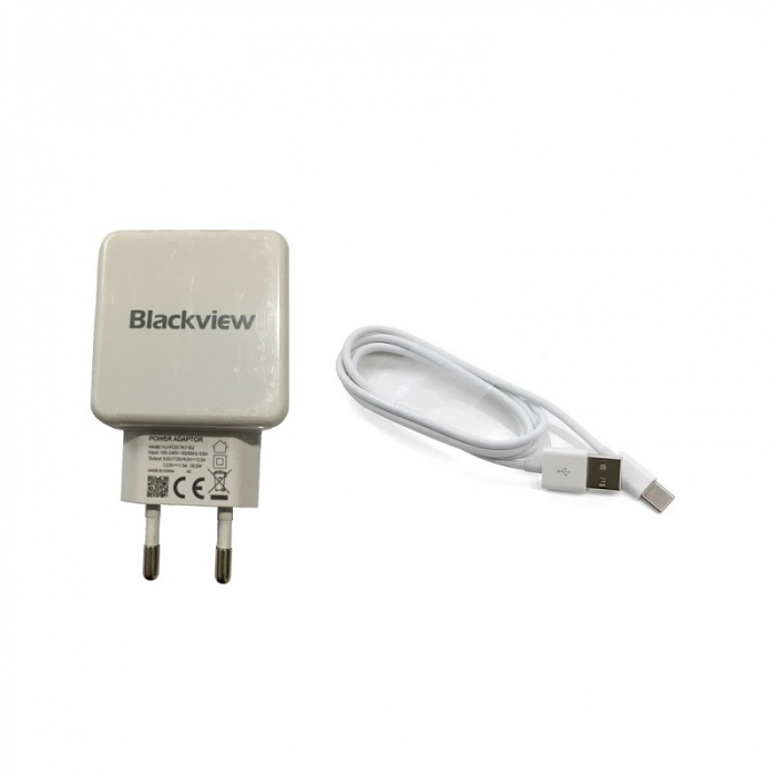 Pachet Blackview incarcator original HJ-FC017K7-EU Alb 18W + cablu de alimentare original USB Type-C 5A [1]
