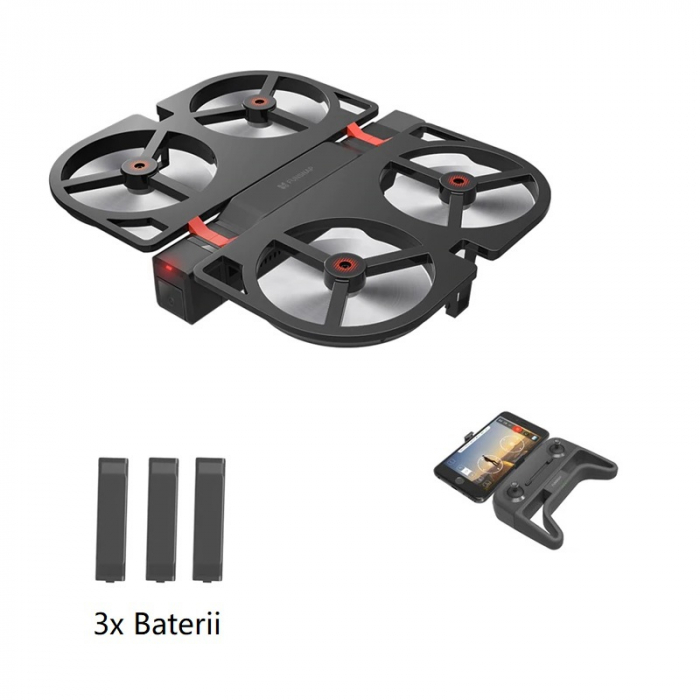 Pachet drona pliabila FunSnap iDol Negru cu 3 baterii, Motor fara perii, Camera FHD, Senzor CMOS, Memorie 8GB, GPS, Wi-Fi, 1800mAh [1]