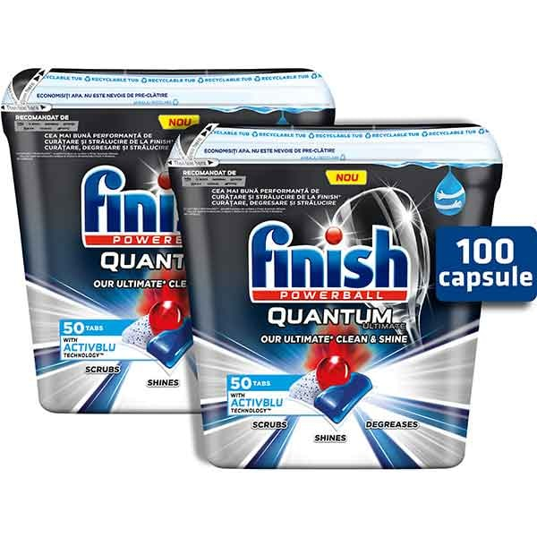 Pachet promo Detergent pentru masina de spalat vase Finish Quantum Ultimate Activblu Capsule, 2 x 50 spalari [1]