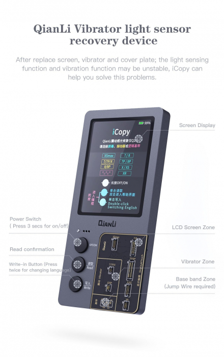 QianLi iCopy Display LCD cu vibrație tactilă Instrument de transfer eeProm pentru piese iPhone, inclusiv LCD cu vibrații [2]